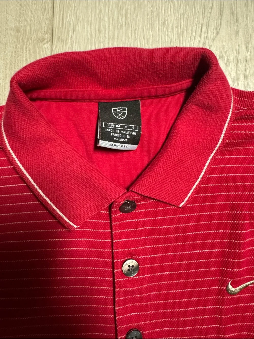 Boys Nike Red Striped Polo with Contrast Trim